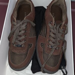 Versace collection mens sneakers brown seude